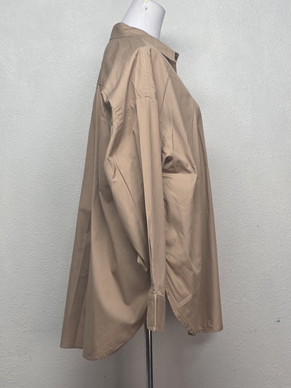 Maeve by Anthropologie Taupe Button Up Oversized Blouse Sz 1X - Picture 8 of 13